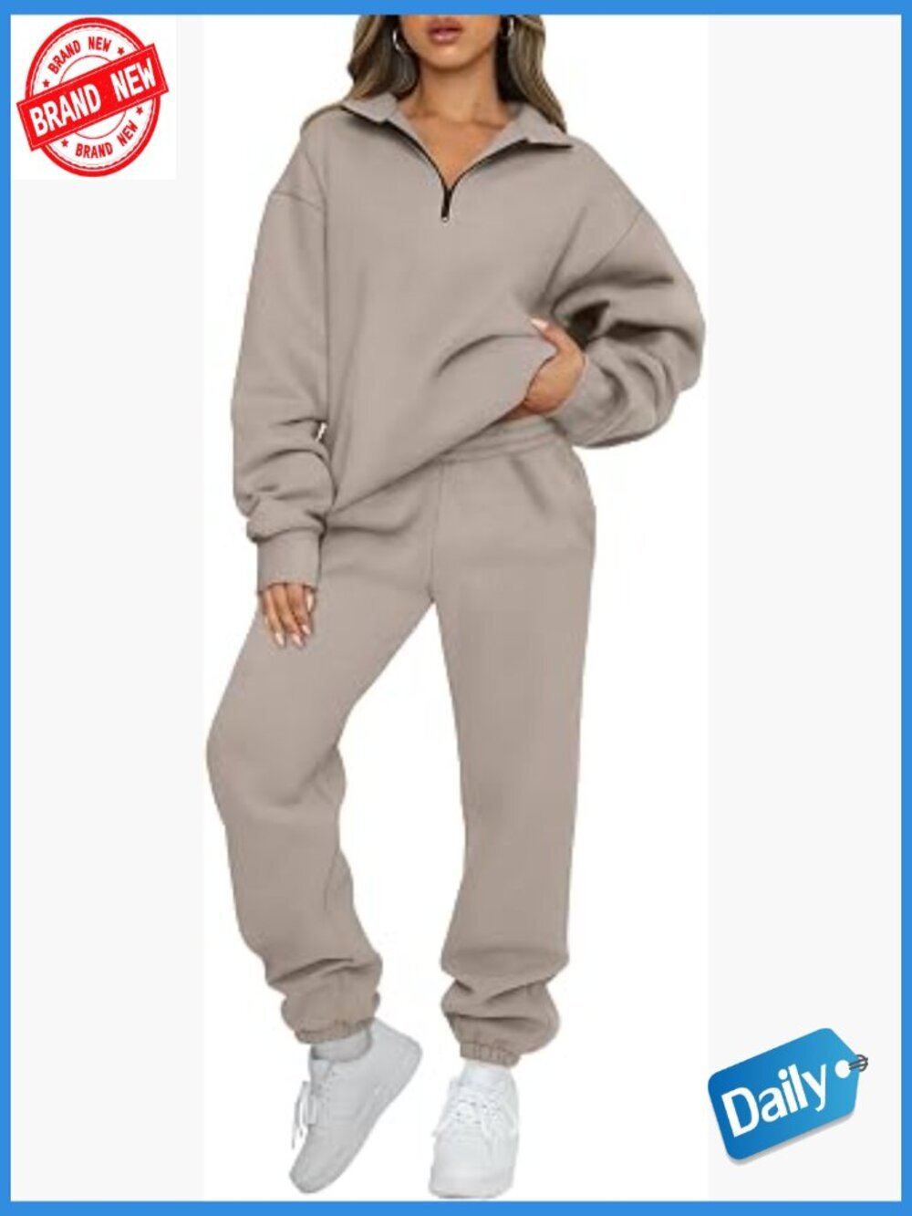 Women's 2 Piece Sweatsuit Lounge Set Half Zip High Waisted Jogger